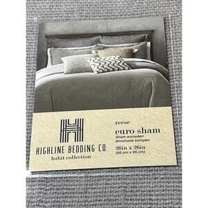 2 Pack Highline Bedding Co Habit Collection Reese Euro Sham 26in x 26in Gray NEW